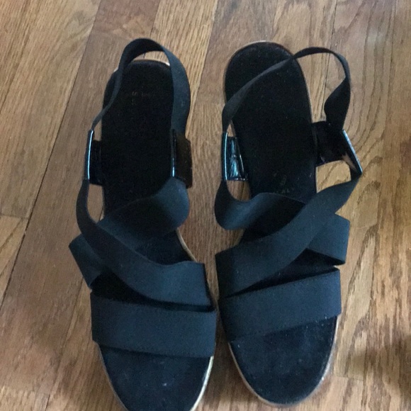 Italian shoemaker cork and elastic black wedges - Picture 2 of 2